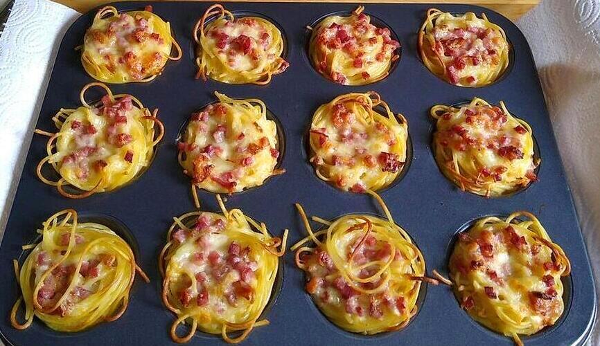 Spaghetti Carbonara Muffins einmalig lecker !