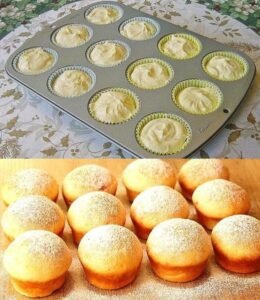 Read more about the article Suchtgefährlich, Quark Muffins mit Vanillepudding das Rezept ergibt 10 bis 12 Muffins