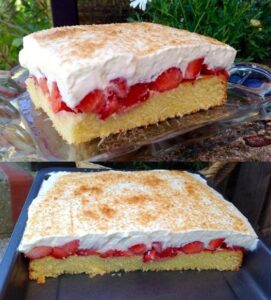 Read more about the article Erdbeer Fanta Kuchen mit 150g Mehl und in 10 Minuten zubereitet