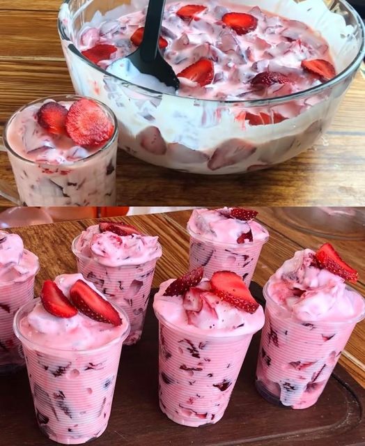 Suchtfaktor Garantiert, Joghurt Dessert mit 750g Erdbeeren in 2 Minuten zubereitet