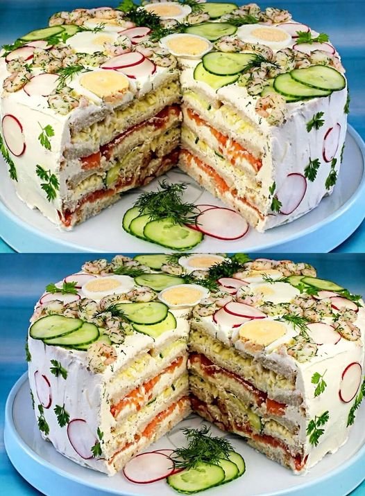 Sandwichtorte mit 10 Scheiben Brot die einfach alle lieben