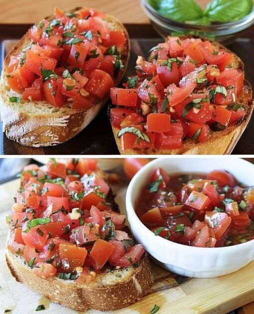 Bruschetta mit Tomaten und Knoblauch 10 Minuten Backzeit