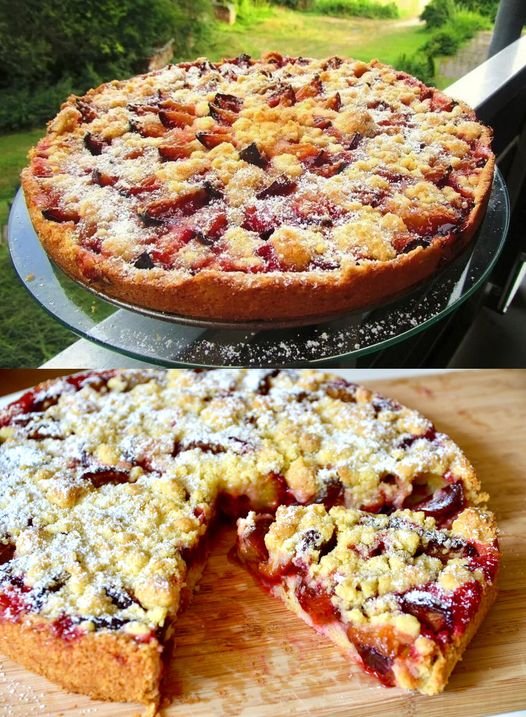 Zwetschgenkuchen mit Vanillepudding in 5 bis 10 Minuten im Ofen