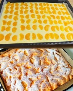 Read more about the article Mandarinen Blechkuchen in 10 Minuten gebacken