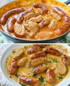 Read more about the article Bratwurst in Zwiebelsauce zum Sattessen soo lecker