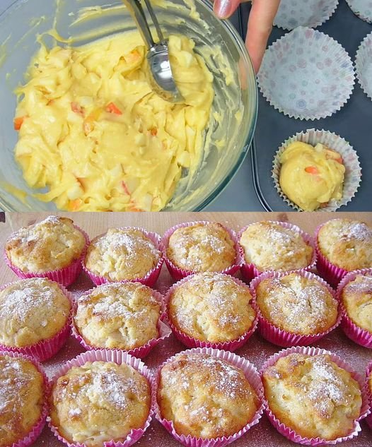 Apfelmuffins mit 250 g Quark die auf der Zunge zergehen!