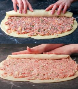 Read more about the article 1 Paket Pizzateig eingerollt mit Hackfleisch in 10 Minuten im Ofen