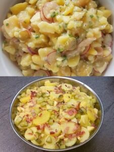 Read more about the article Schnelller Kartoffelsalat mit 2 Zwiebeln ohne Schnickschnack