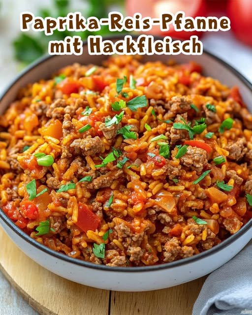 Paprikapfanne mit Reis und 500g Hackfleisch in 20 Minuten 