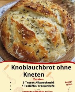 Read more about the article Das backe ich 2x die Woche, Knoblauchbrot ohne Kneten ein Tassenrezept!