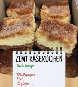 Read more about the article Zimt Käsekuchen mit 400 g Frischkäse, altes Rezept von Oma!