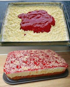 Read more about the article Spaghettieis Blechkuchen mit 450 g Magerquark, ein Tassenrezept