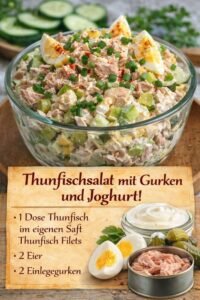 Read more about the article Das bereite ich 2x die Woche, Thunfischsalat mit Ei & 100 ml Joghurt!