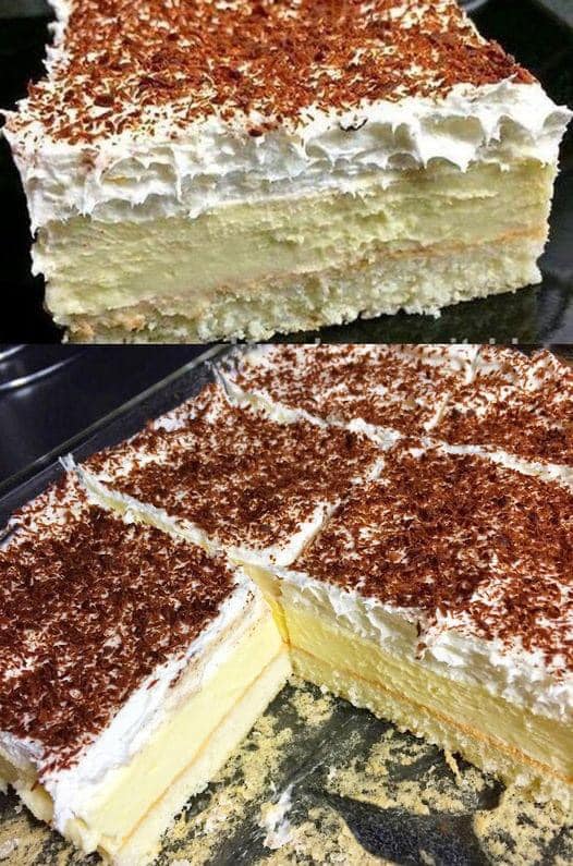 Vanillecreme Kuchen ohne Backen mit 250 ml Schlagsahne