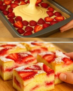 Read more about the article Erdbeer Joghurt Kuchen in 3 Minuten im Ofen