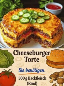 Read more about the article Cheeseburger Torte mit 500g Hackfleisch