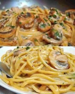 Read more about the article Champignons Spaghetti in der Pfanne gemacht