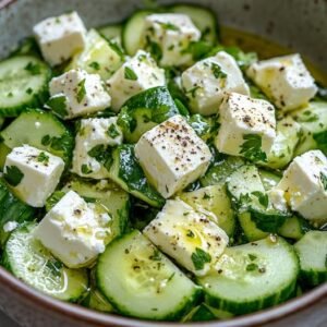 Read more about the article Superschneller Gurken Feta-Salat passt gerade sooo gut