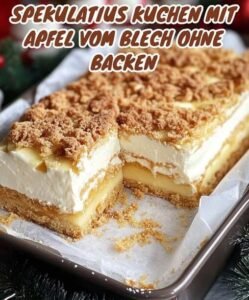 Read more about the article Apfel Spekulatius Kuchen vom Blech ganz ohne Backen!