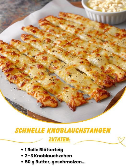 Schnelle Knoblauchstangen mit 1 Rolle Blätterteig
