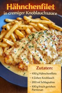 Read more about the article Voll lecker, Hähnchenfilet in cremiger Knoblauchsauce