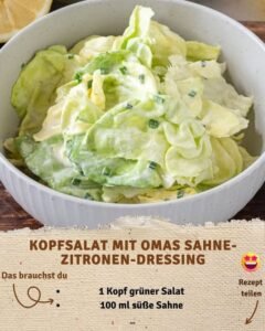 Read more about the article Kopfsalat mit Omas Sahne-Zitronen-Dressing