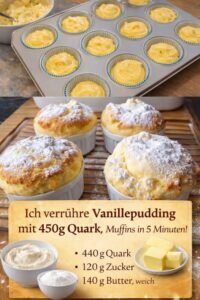 Read more about the article Ich verühre Vanillepudding mit 450g Quark, Muffins in 5 Minuten!