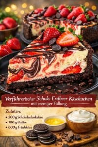 Read more about the article Verführerisch lecker, Schoko Erdbeer Käsekuchen mit cremiger Füllung