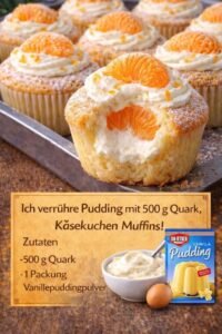 Read more about the article Ich verrühre Pudding mit Quark, Käsekuchen Muffins in 10 Minuten!