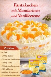 Read more about the article Fantakuchen mit Mandarinen und Vanillecreme
