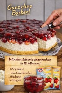 Read more about the article Ein Traum, Windbeutelkuchen ohne Backen mit 400g Sahne!