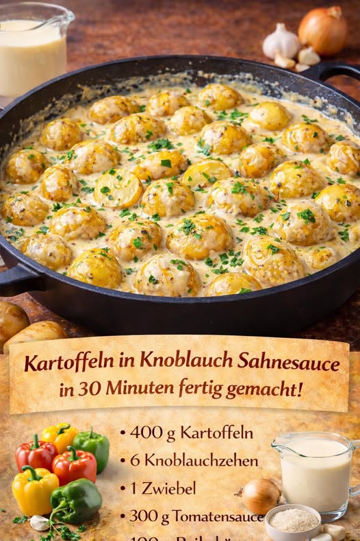 Kartoffeln in Knoblauch Sahnesauce, Suchgtarantie!