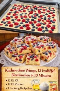 Read more about the article Der beste Kuchen den es gibt ohne Waage, 12 Essloffel Blechkuchen