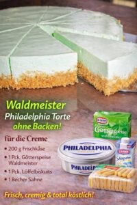 Read more about the article Waldmeister Philadelphia Torte ohne Backen in 10 Minuten
