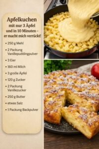 Read more about the article 10 Minuten Apfelkuchen Sie brauchen nur 3 Apfel!