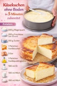 Read more about the article Der Ultimative Käsekuchen ohne Boden in 5 Minuten in den Ofen