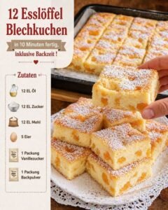 Read more about the article 12 Essloffel Blechkuchen mit 5 Minuten Zubereitungszeit!