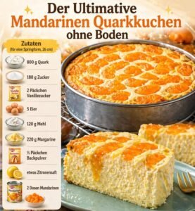 Read more about the article 3 Minuten Madarinen Quarkkuchen mit 800g Quark!