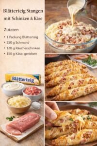 Read more about the article 10 Minuten Blätterteig Stangen mit Schinken und Käse