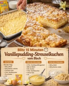 Read more about the article Vanillepudding Streuselkuchen vom Blech in 15 Minuten