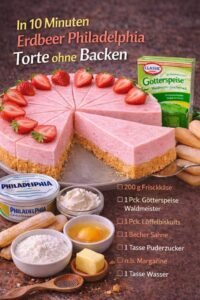 Read more about the article Erdbeer Philadelphia Torte ohne Backen in 10 Minuten