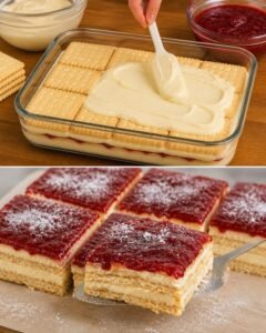 Read more about the article Vanillepudding Kuchen mit Butterkeksen in 15 Minuten