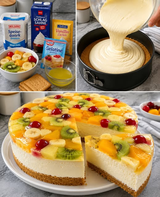 Fruchtige Quarktorte ohne Backen in 15 Minuten