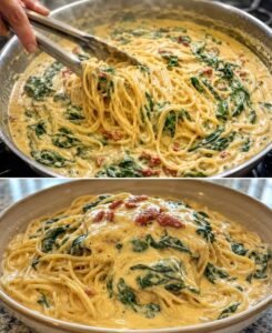 Read more about the article Spaghetti mit Spinat Frischkäse-Sauce in 20 Minuten