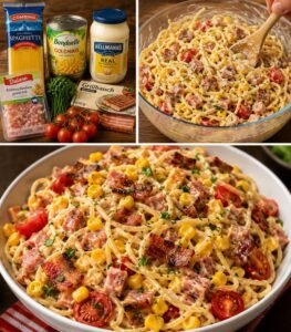Read more about the article Spaghetti Schmand Salat mit Schinken in 20 Minuten