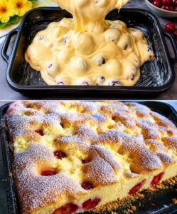 Read more about the article Der ist hammermäßig, Quark Kirschkuchen in 3 Minuten