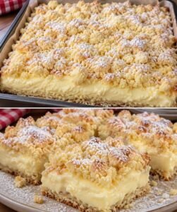 Mehr über den Artikel erfahren Ultracremiger Pudding Streuselkuchen in 10 Minuten