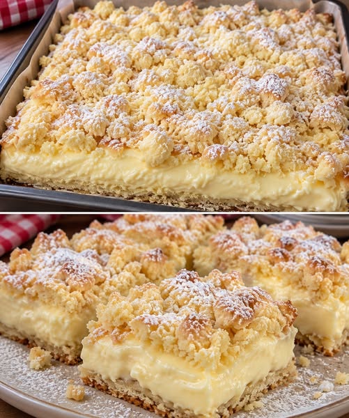Ultracremiger Pudding Streuselkuchen in 10 Minuten